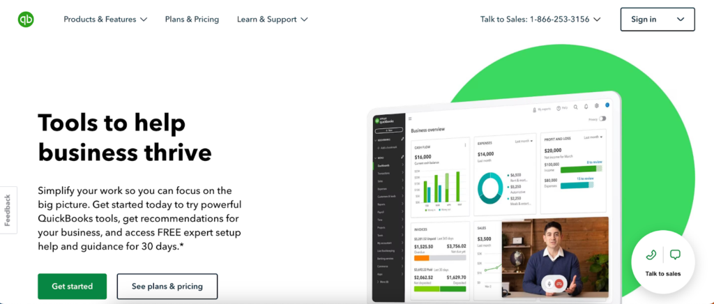 quickbooks homepage